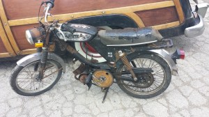 Laid Back scooter/motorcycle. I studied abroad in Holland and this particular model was made in Holland so I am a bit more partial to it than most people. The brand is Batavus.