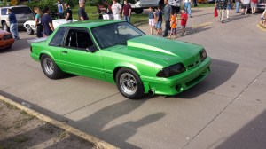 Cool drag race Mustang. This looks like a serious performance machine which distinguishes it from a pro-street style car, which are often built to look like they are fast but sometimes are, sometimes aren't. 